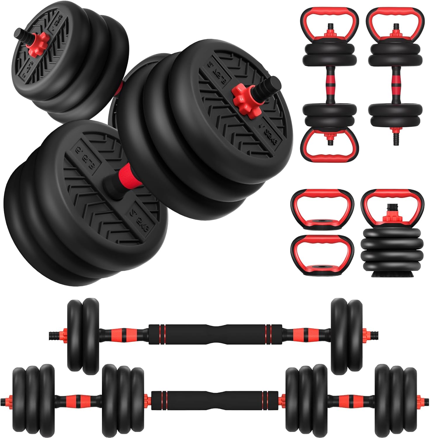 Home Gym Equipment - Adjustable Dumbbell Set, 4-in-1 Free Weights