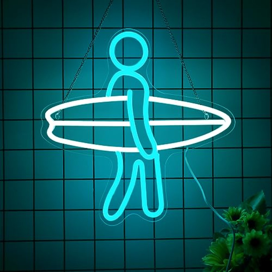 Home Gym Neon Sign - Neon Sign for Home Décor, Surfboard
