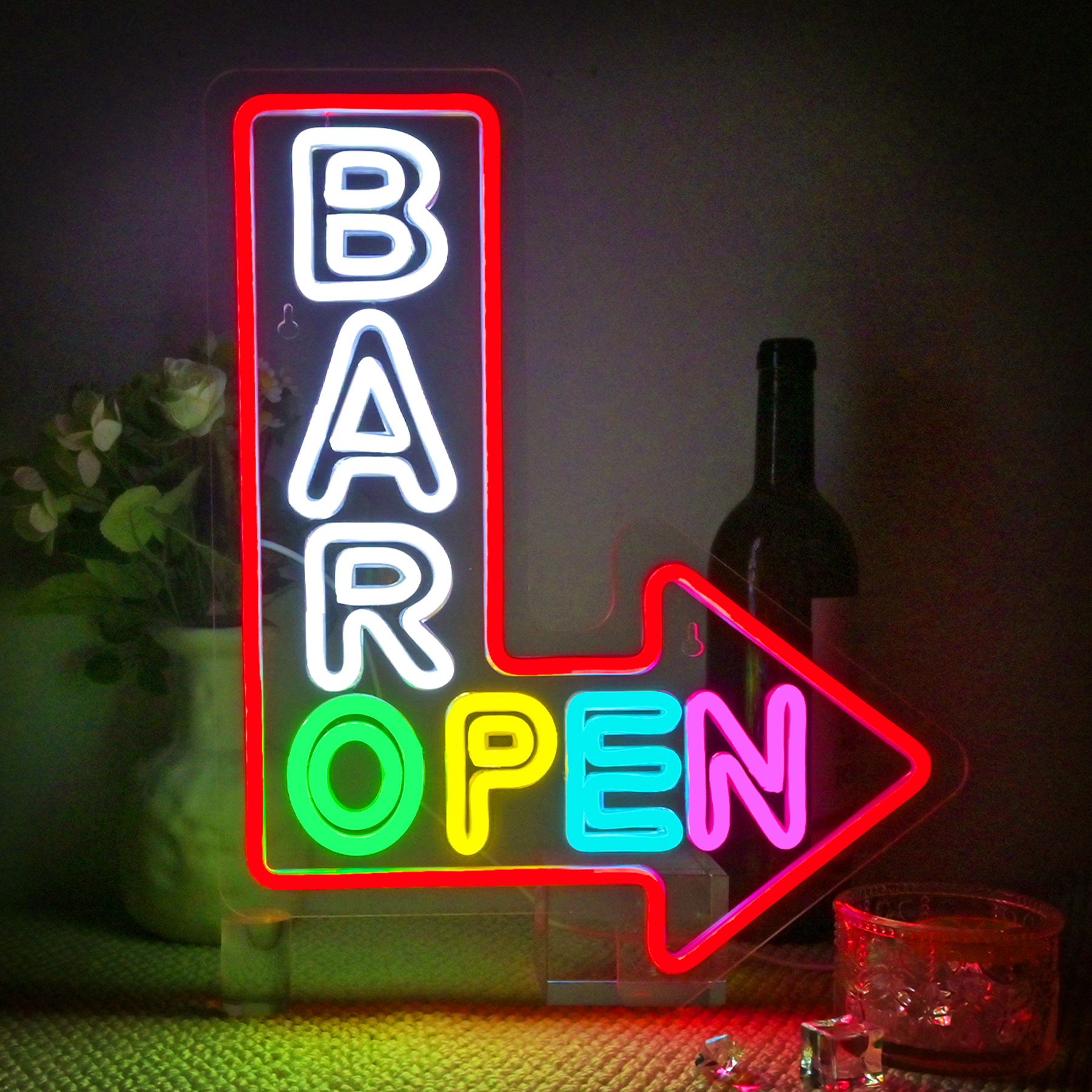 Home Gym Neon Sign - Bar Open Arrow Neon Sign Mix
