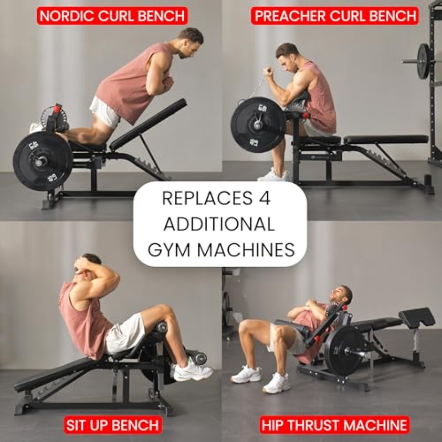 Adjustable Weight Bench with L - Home Gym Hip Thrust Machine reseña y precio