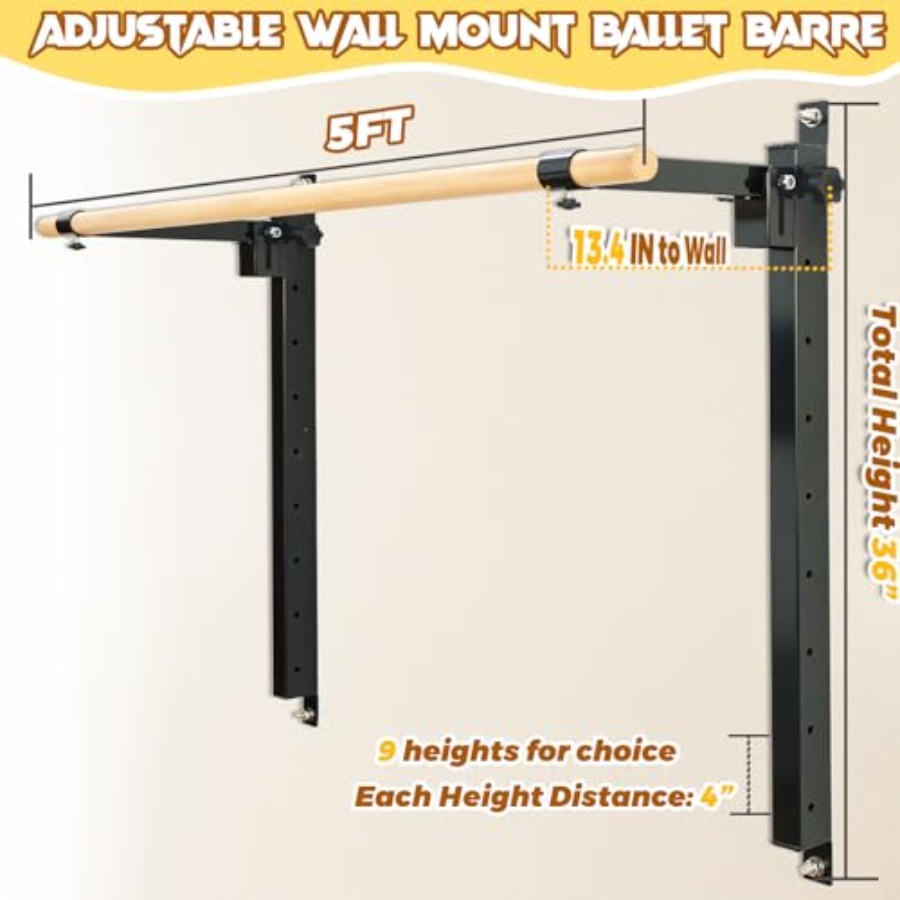 Wall Mounted Ballet Barre 4ft  - Home Gym Wall reseña y precio