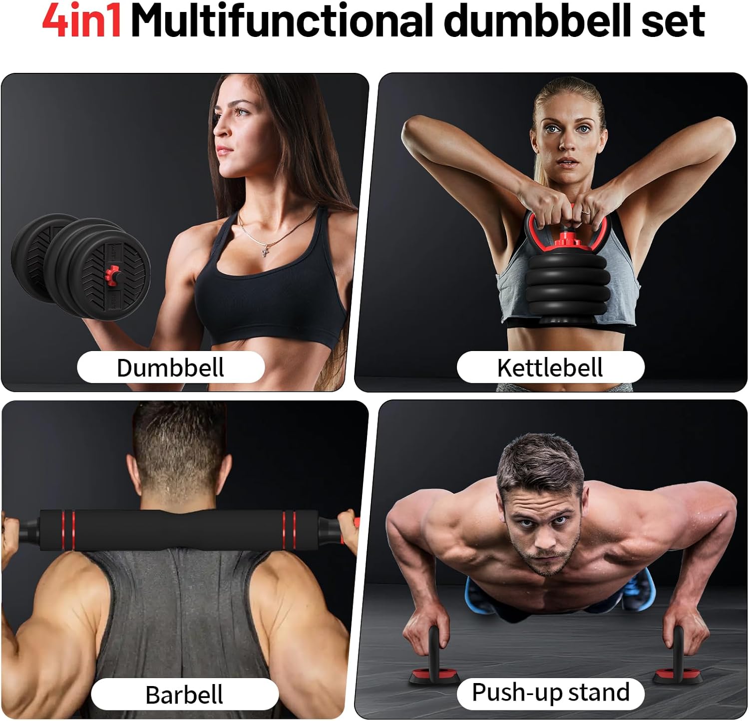 Adjustable Dumbbell Set, 4-in- - Home Gym Equipment reseña y precio