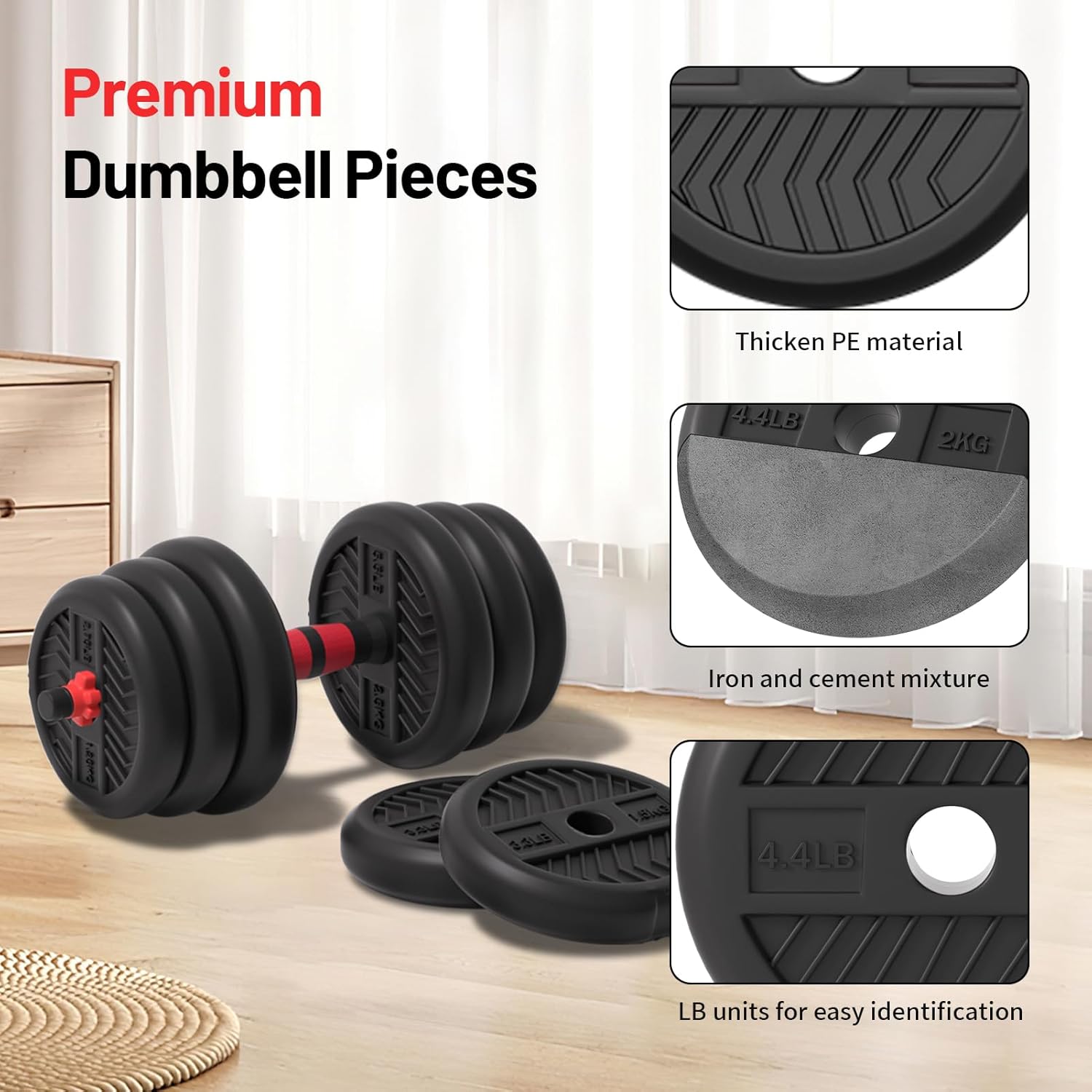 Adjustable Dumbbell Set, 4-in- - Home Gym Equipment reseña y precio