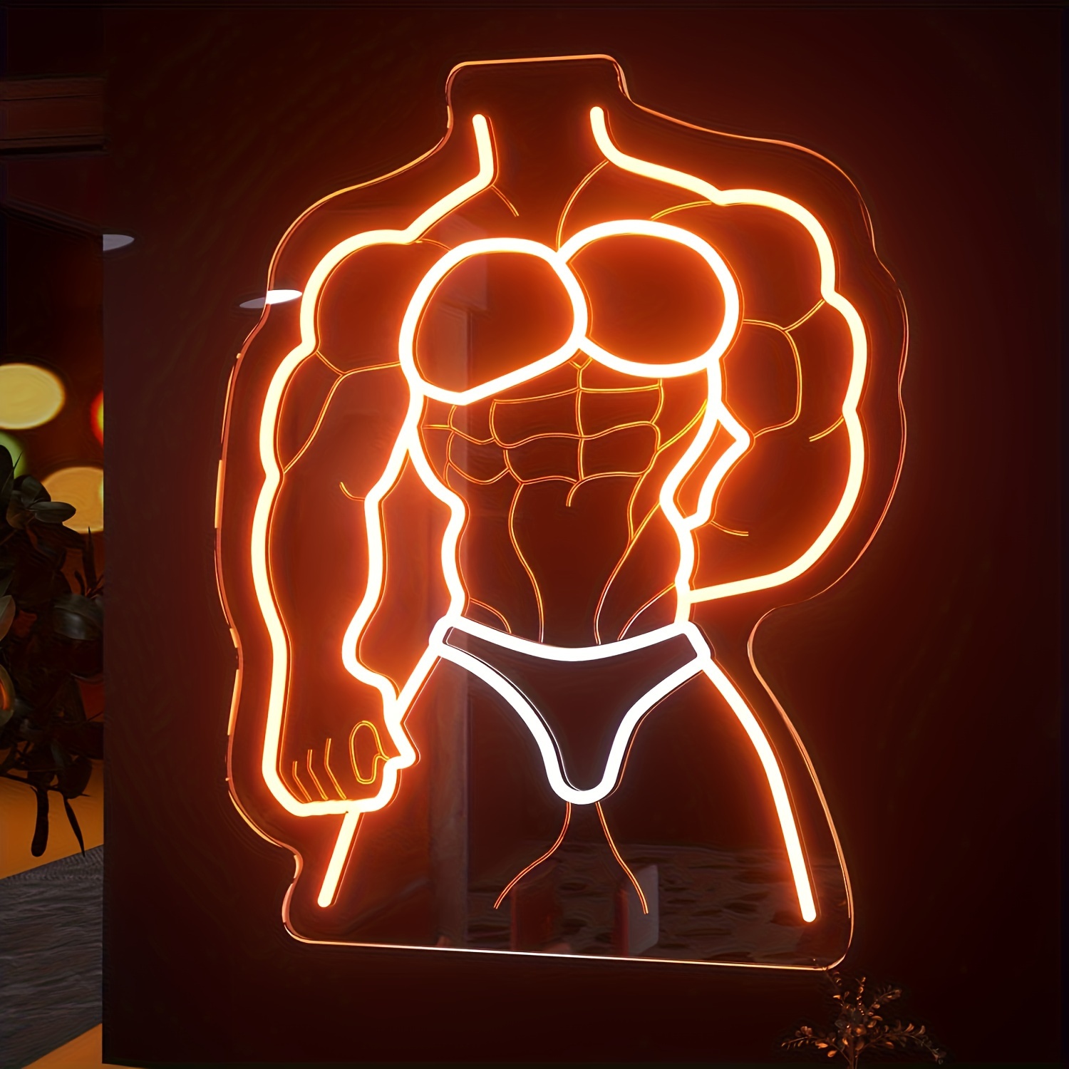 Muscle Man Neon Sign Orange Wh - Home Gym Neon Sign reseña y precio