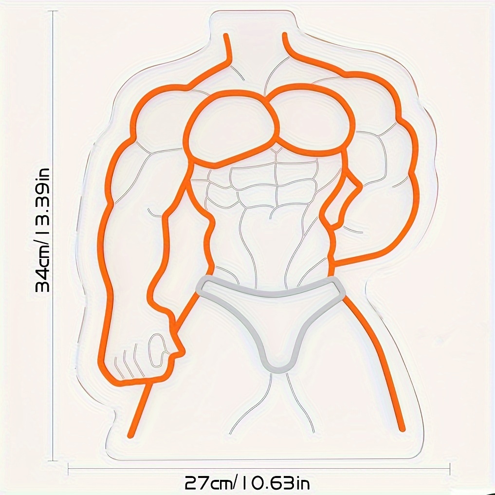 Muscle Man Neon Sign Orange Wh - Home Gym Neon Sign reseña y precio