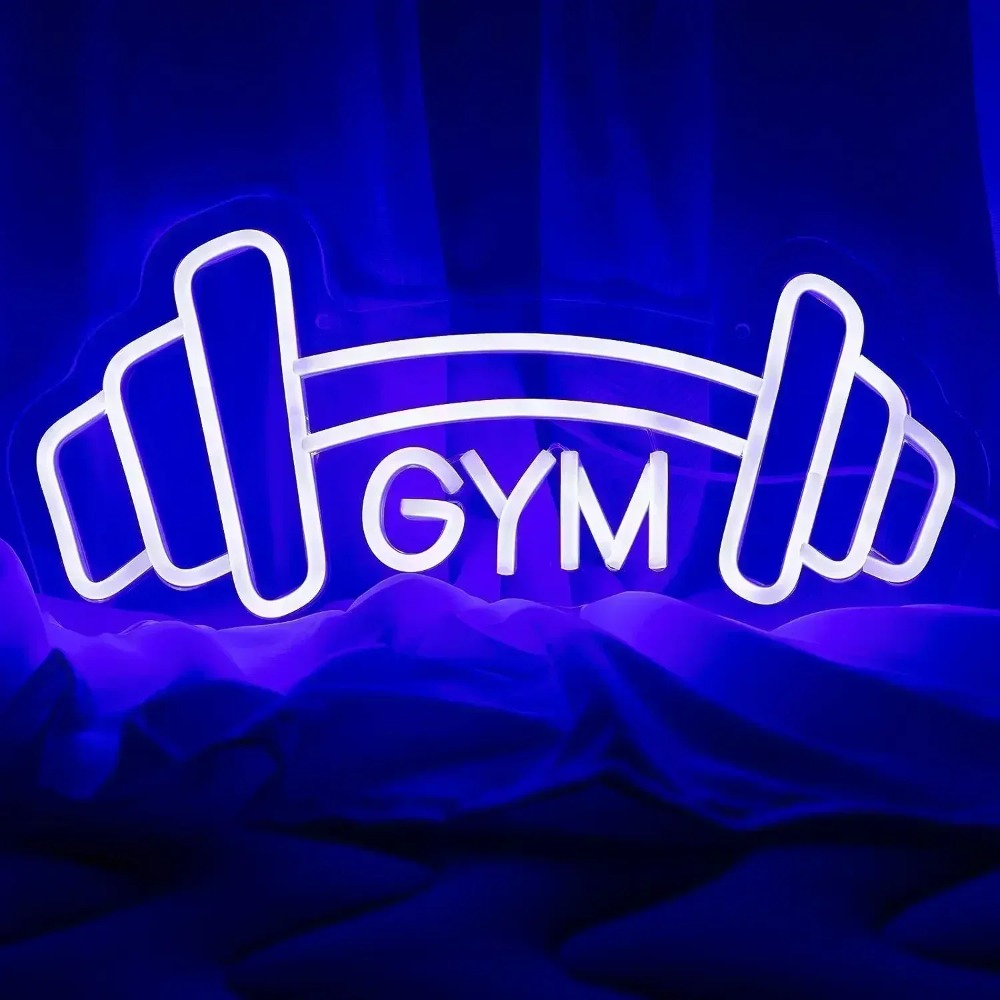Barbell Gym Neon Sign Blue Dum - Home Gym Neon Sign reseña y precio