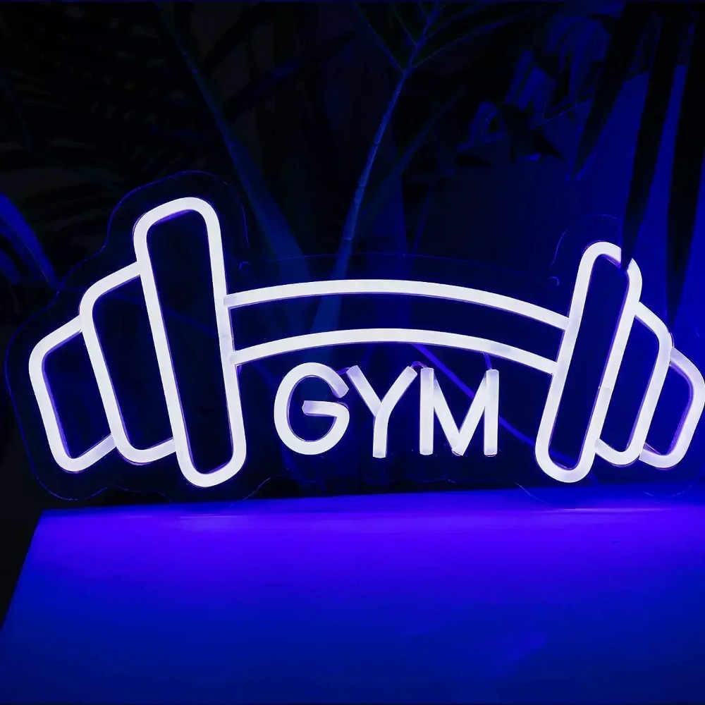 Barbell Gym Neon Sign Blue Dum - Home Gym Neon Sign reseña y precio