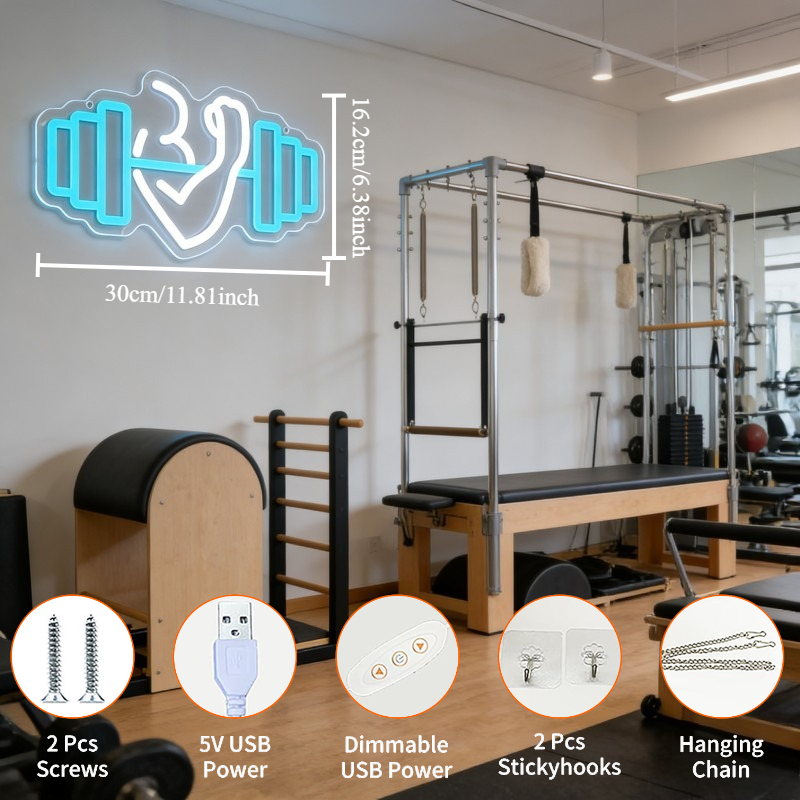 Bicep Dumbbell Neon Sign LED W - Home Gym Neon Sign reseña y precio
