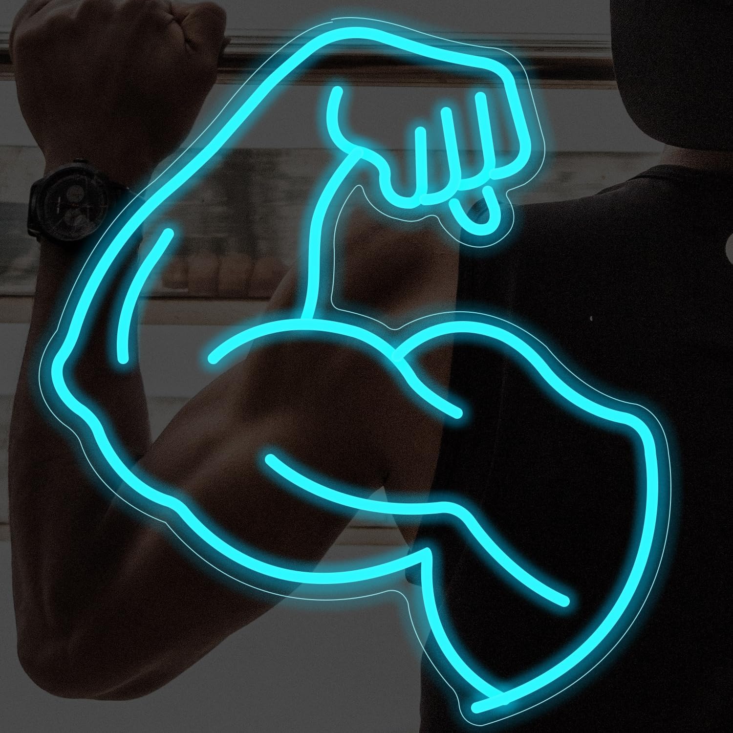 Muscle Arm Neon Sign Blue Glow - Home Gym Neon Sign reseña y precio