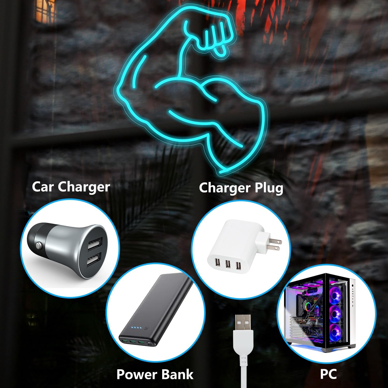 Muscle Arm Neon Sign Blue Glow - Home Gym Neon Sign reseña y precio