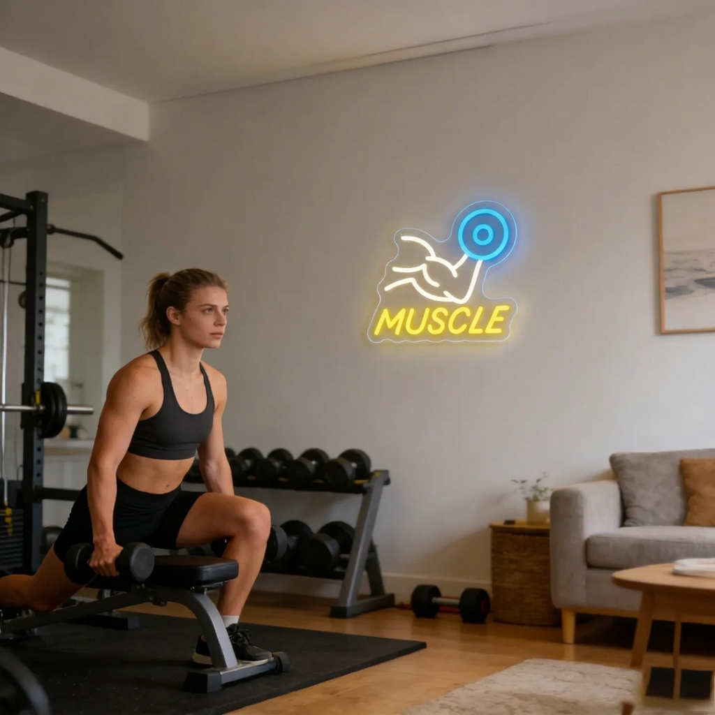 Muscle Neon Sign LED USB Dimma - Home Gym Neon Sign reseña y precio