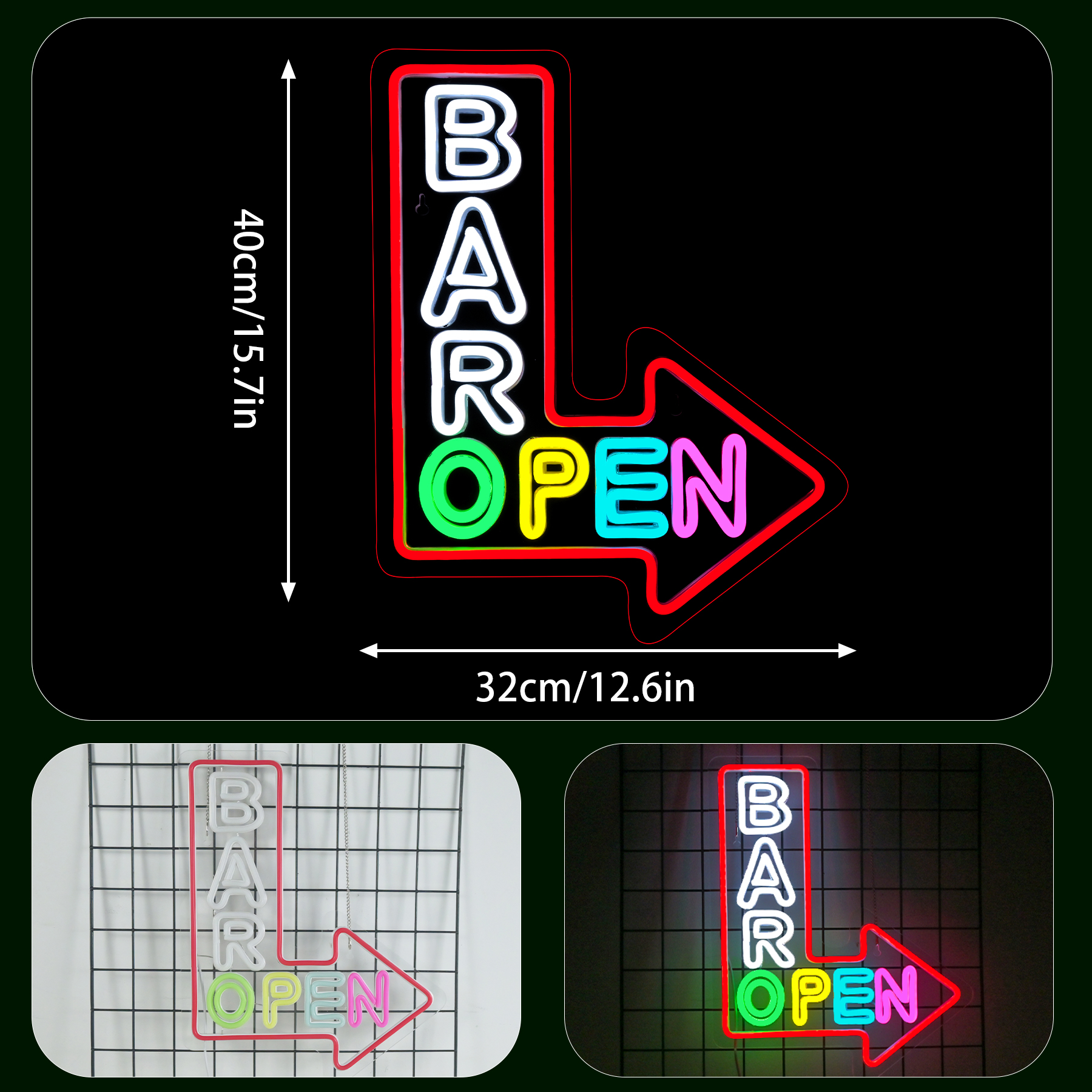 Bar Open Arrow Neon Sign Mix C - Home Gym Neon Sign reseña y precio