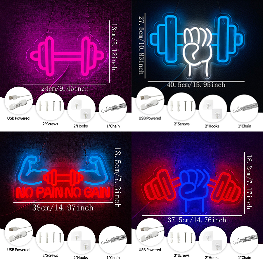 No Pain No Gain Neon Sign for  - Home Gym Neon Sign reseña y precio